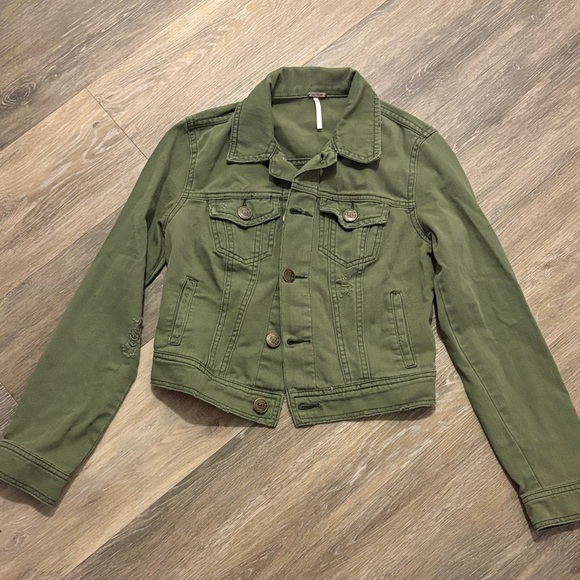 Free People Jackets & Blazers - Free People Dark Olive Green Women's Denim Jacket